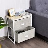 Tangkula 2-Drawer Nightstands Organizer End Table Storage Unit Bedroom White/Black - 3 of 4