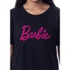 Barbie Womens' Classic Title Logo  Nightgown Sleep Pajama Shirt Black - 2 of 4