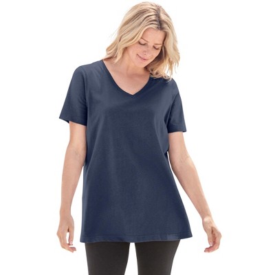 Woman Within Plus Size Perfect Short-Sleeve V-Neck Tee