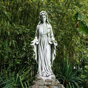 ABYNOW 29.9" Virgin Mary Outdoor Garden Statue – Praying Religious Catholic Decor for Yard, Patio, Home or Entryway – Ivory - 1 of 4