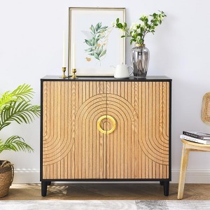 Buffet Cabinet with Storage, Free Standing Storage Cabinet with Double Doors, Accent Cabinet with Solid Wood Feet, Sideboard Cabinet - 1 of 4