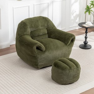 NicBex Fluffy Faux Fur Bean Bag Chair with Optional Ottoman,High Density Shredded Foam Filled Lazy Sofa Chair with Optional Footstool for Adults - 1 of 4