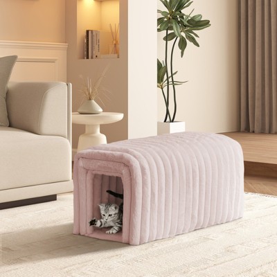 Aukfa 33.1'' Plush Storage Ottoman, Multifunctional Bench, Cat Condo, Footrest, And End-Of-Bed Seating For Living Room, Entryway, Bedroom