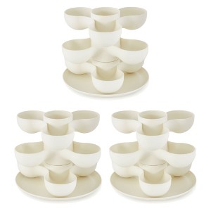 The HC Companies 8 Inch Round Stacking Decorative Indoor Pixie Succulent Flower Planter Pot with 3 Planting Levels, Vanilla Bisque (3 Pack) - 1 of 4