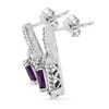 Haus of Brilliance Silver 8x6 MM Oval Purple Amethyst and Diamond Accent Art Deco Style Earrings - 2 of 4