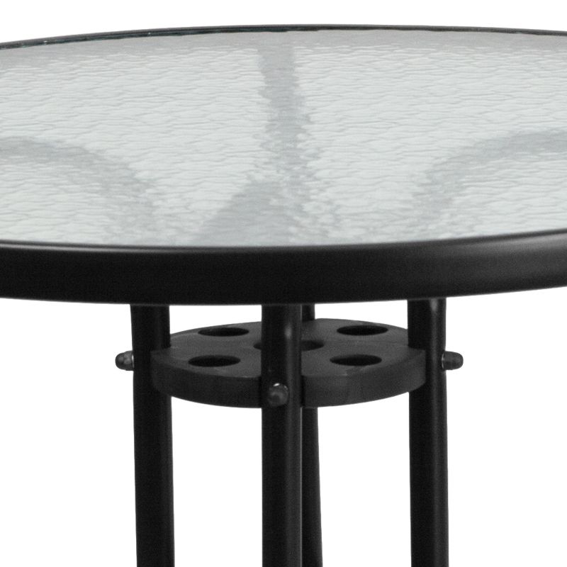 Emma and Oliver 31.5" Round Tempered Glass Metal Table, 5 of 6
