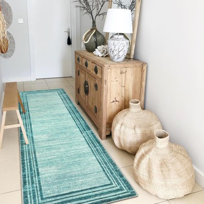 Lahome Loop Border Gradient Style Short Pile Velvet Rectangular Indoor Area Rug