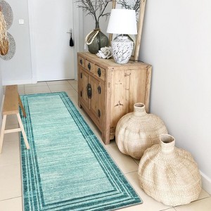 Lahome Loop Border Gradient Style Short Pile Velvet Rectangular Indoor Area Rug - 1 of 4
