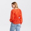 Women's Long Sleeve Smocked Waist Sheer Blouse - A New Day™ - 2 of 3