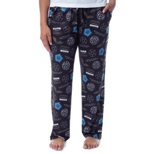 Supernatural Womens' Join The Hunt Anti-Possession Castiel Logos Pajama Pants Black - 1 of 4