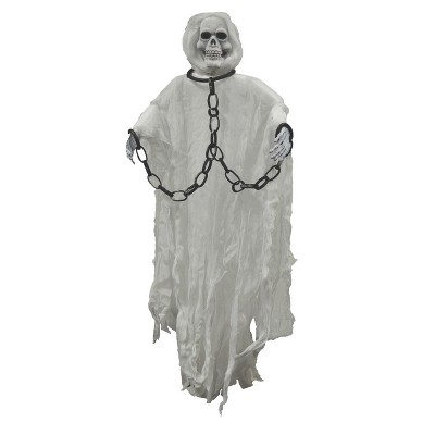 Fun World Hanging Skull Face Reaper Halloween Decoration - 60 in - Gray