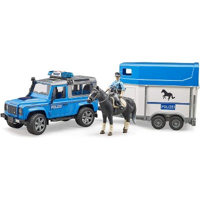 Bruder Land Rover Police with Horse Trailer and Police Man, with Light & Sound Module