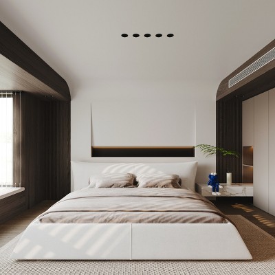 Upholstered Bed Frame King Platform Bed Best Bed Frames with Special Shaped Velvet Headboard,Metal and Solid Wood Frame-Cuddlewood