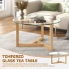 Lirago Round Glass Coffee Table Modern Cocktail Table Easy Assembly with Tempered Glass Top & Sturdy Wood Base Brown - 3 of 4