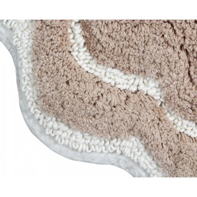 Beige Cotton Tufted Bath Rug Set with Latex Backing