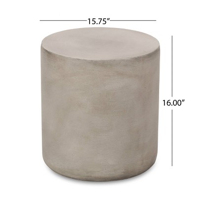Light Gray Cylindrical Concrete Outdoor Side Table