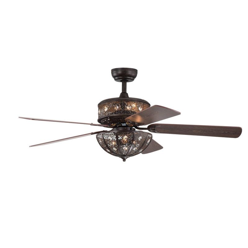 52&#34; x 52&#34; x 22&#34; Milly Antique Bronze Lighted Ceiling Fan Brown - Warehouse Of Tiffany, 1 of 6