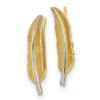 Black Bow Jewelry 6 x 22mm 14k Yellow Gold with Rhodium Feather Ear Climber Earrings - 2 of 4