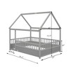 Zevemomo Full House Floor Bed Frame With Roof, Full Size Toddler Montessori Bed With Heighten Fence, for Kids, Boys and Girls,Easy Assembly, Grey - 4 of 4