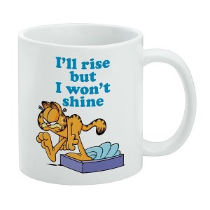 Garfield I'll Rise but I won't Shine Ceramic Coffee Mug  Novelty Gift Mugs for Coffee  Tea and Hot Drinks  11oz  White - 1 of 4