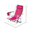 VisioGear Folding Beach Chair, Portable Backpack Foldable Camping Chair with Headrest Cup Holder, Pink, 23"*21.7"*31.5" - 3 of 4