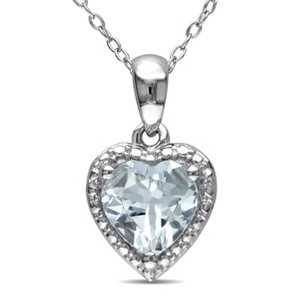 EVERLY JEWELRY | Sterling Silver 1 1/2 CT TGW Aquamarine Fashion Pendant With Chain - 1 of 4