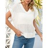 Coolmee Womens V Neck Summer Pullover Sweater Vests Cap Sleeve Tops Casual Loose Fit Lightweight Knit Vest Tops - 2 of 4