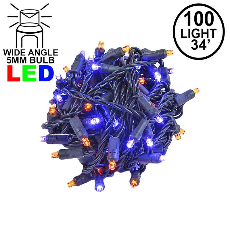 Novelty Lights LED Christmas String Lights Light Set 100 Mini Bulbs  (Black Wire, 34 Feet), 2 of 7