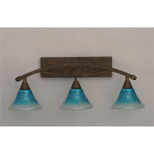 Toltec Lighting Bow 3 - Light Vanity in  Bronze with 7" Teal Crystal Shade - 1 of 1