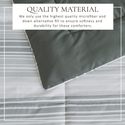 Twin XL Grey Gradient Stripe Reversible Microfiber Comforter Set