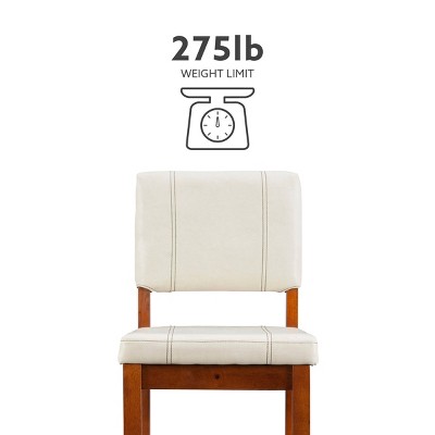 Elegant Off-White Leather Barstool with Walnut Wood Frame - 46"