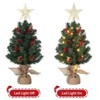 Artificial Christmas Tree with Stand, Mini Holiday Tabletop Decor with Pinecones and Berries for Home Office, Green - 3 of 4