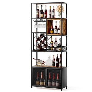 82.7" Tall Farmhouse Wine Cabinet With Glasses Holder, Floor Standing Large Kitchen Storage Rack For Coffee,Living Room Kitchen - 1 of 4