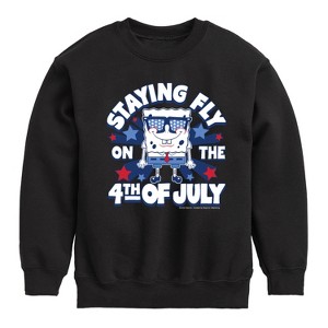 Boys' - SpongeBob SquarePants - Fly on the 4th of July Graphic Long Sleeve Fleece Sweatshirt - 1 of 4