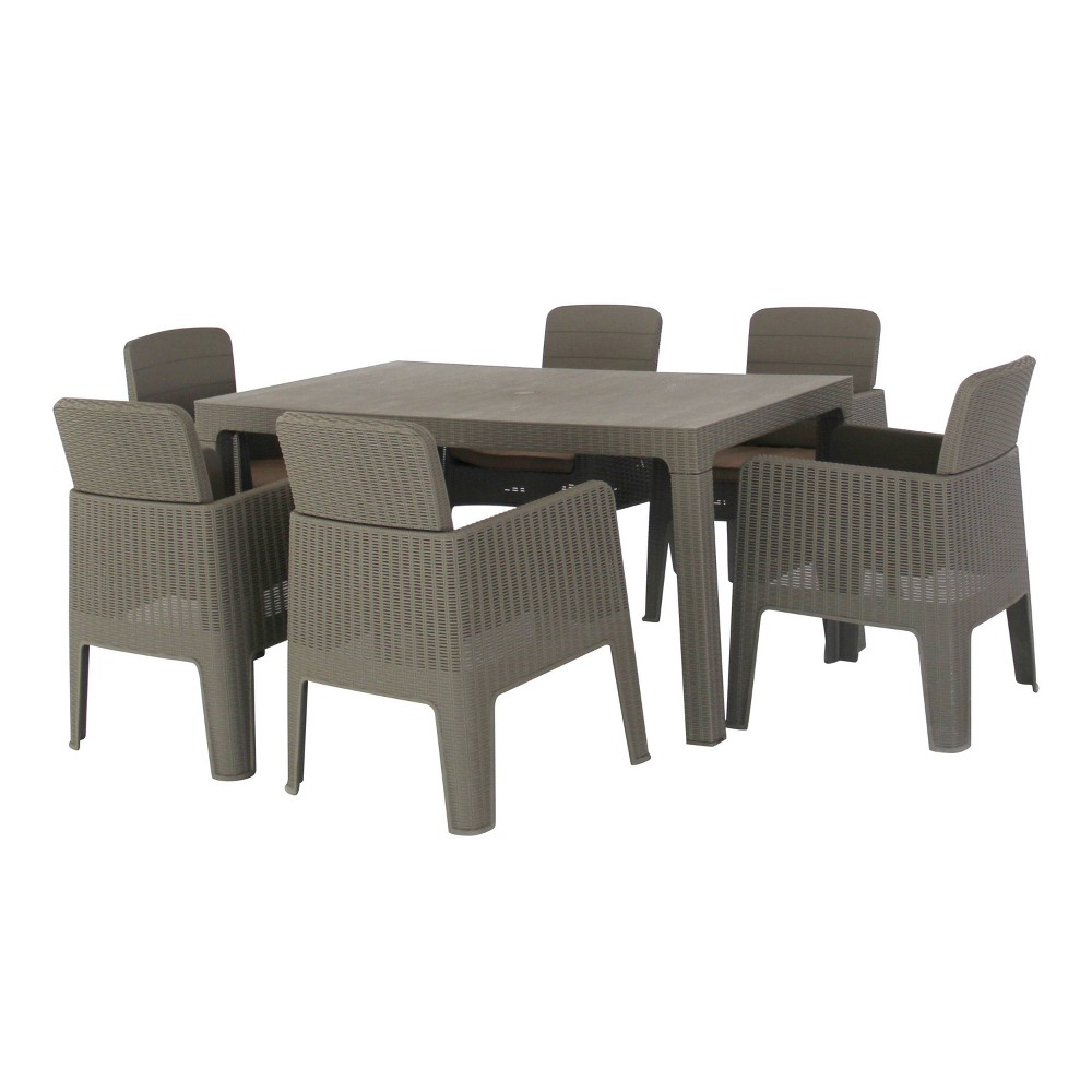 Photos - Garden Furniture Dukap Lucca 7pc Dining Set with Cushions: Weather-Resistant Polypropylene, UV Pr 