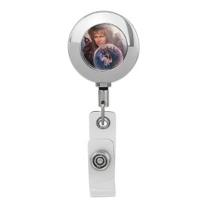 Labyrinth Crystal Ball Goblin King Jareth David Bowie Metal Chrome Badge ID Card Holder Clip - 1 of 3