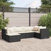 vidaXL Patio Lounge Set with Cushions Sectional Sofa Garden Backyard Poly Rattan - Black and Cream 3x Corner 2x Middle Footrest - 2 of 4