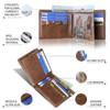 Wallet Mens RFID Blocking Genuine Bifold Leather Wallets for air tag Men's Wallet with 1 ID Window 15 Card Slots - 2 of 4