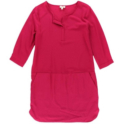 maison Jules Womens Split Neck Shift Dress