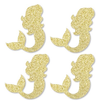 Big Dot of Happiness Gold Glitter Mermaid - No-Mess Real Gold Glitter Cut-Outs - Baby Shower or Birthday Party Confetti - Set of 24