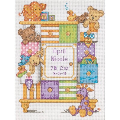 Dimensions Baby Hugs Counted Cross Stitch Kit 9"X12"-Baby Drawers Birth Record (14 Count)