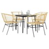 vidaXL 3 Piece Patio Dining Set - Brown Poly Rattan, Tempered Glass Tabletop - Perfect for Outdoor Garden/Patio Use - 2 of 4