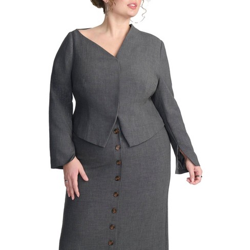 ELOQUII Women's Plus Size Asym Shoulder Blazer - image 1 of 4