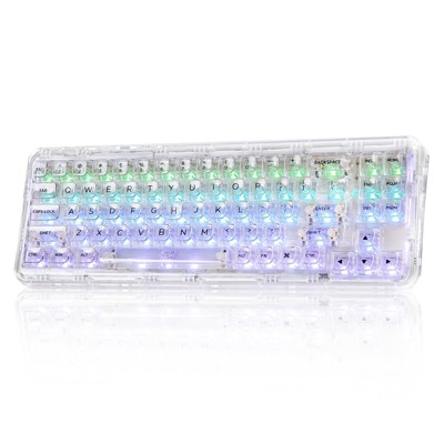 MaseiKar X71 Wireless Hot Swappable Transparent Mechanical Keyboard, 68% Layout, BT5.0/2.4G/USB-C Gasket Mount RGB Backlit