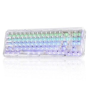 MaseiKar X71 Wireless Hot Swappable Transparent Mechanical Keyboard, 68% Layout, BT5.0/2.4G/USB-C Gasket Mount RGB Backlit - 1 of 4