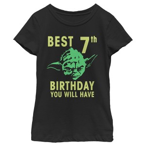 Girl's Star Wars Yoda Best 7th Birthday You Will Have Stencil T-Shirt - 1 of 3