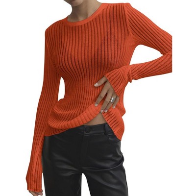 Women See Through Tops Long Sleeve Crew Neck Summer Sheer Blouse Sexy Shirt Party Club Night