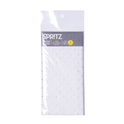 8ct Foil Dotted Pegged Tissue Paper White - Spritz™