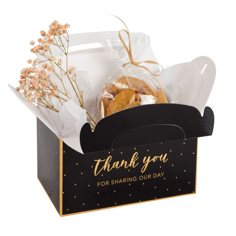 Sparkle and Bash 24 Pack Black and Gold Thank You Party Favor Gable Gift Boxes for Wedding, Birthday Party, 6.25 x 3.5 x 3.5 In, 3 of 9