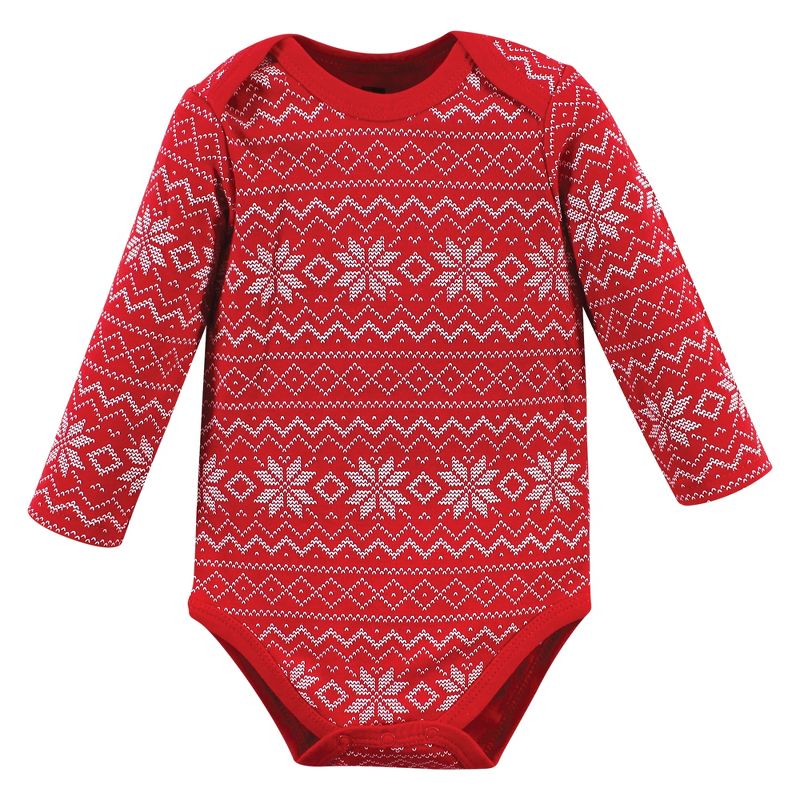 Hudson Baby Unisex Baby Cotton Long-Sleeve Bodysuits, Santa Reindeer, 4 of 6